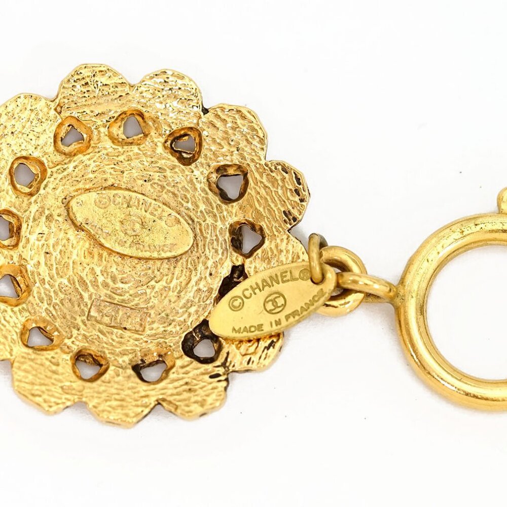 CHANEL Logos 31 Rue Cambon PARIS Coin Bracelet 7.5" Gold Tone Auth w/Box k1139 - Picture 10 of 16